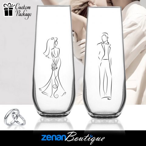 Wedding Boutique Packages - (a) Bride & Groom Silhouette on Stemless Flute