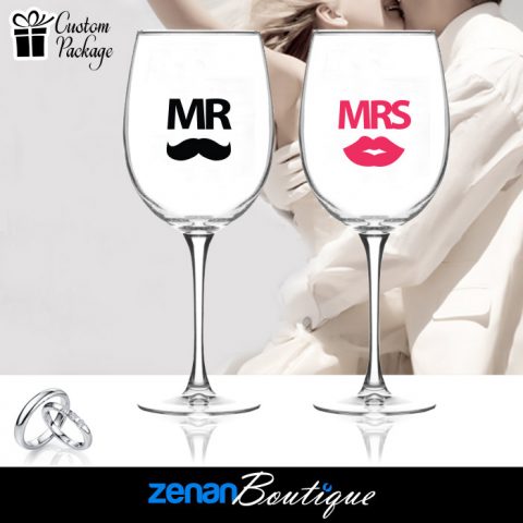 Wedding Boutique Packages - "Mr & Mrs" V2 On Wine Glass