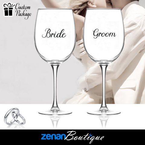 Wedding Boutique Packages - "Bride & Groom" On Wine Glass