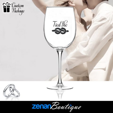 Wedding Boutique Packages - "Tied the Knot" On Wine Glass