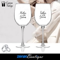 Wedding Boutique Packages - "Mother & Father of Groom" On Wine Glass
