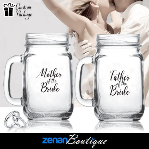 Wedding Boutique Packages - "mother & father of bride" on Mason Jar